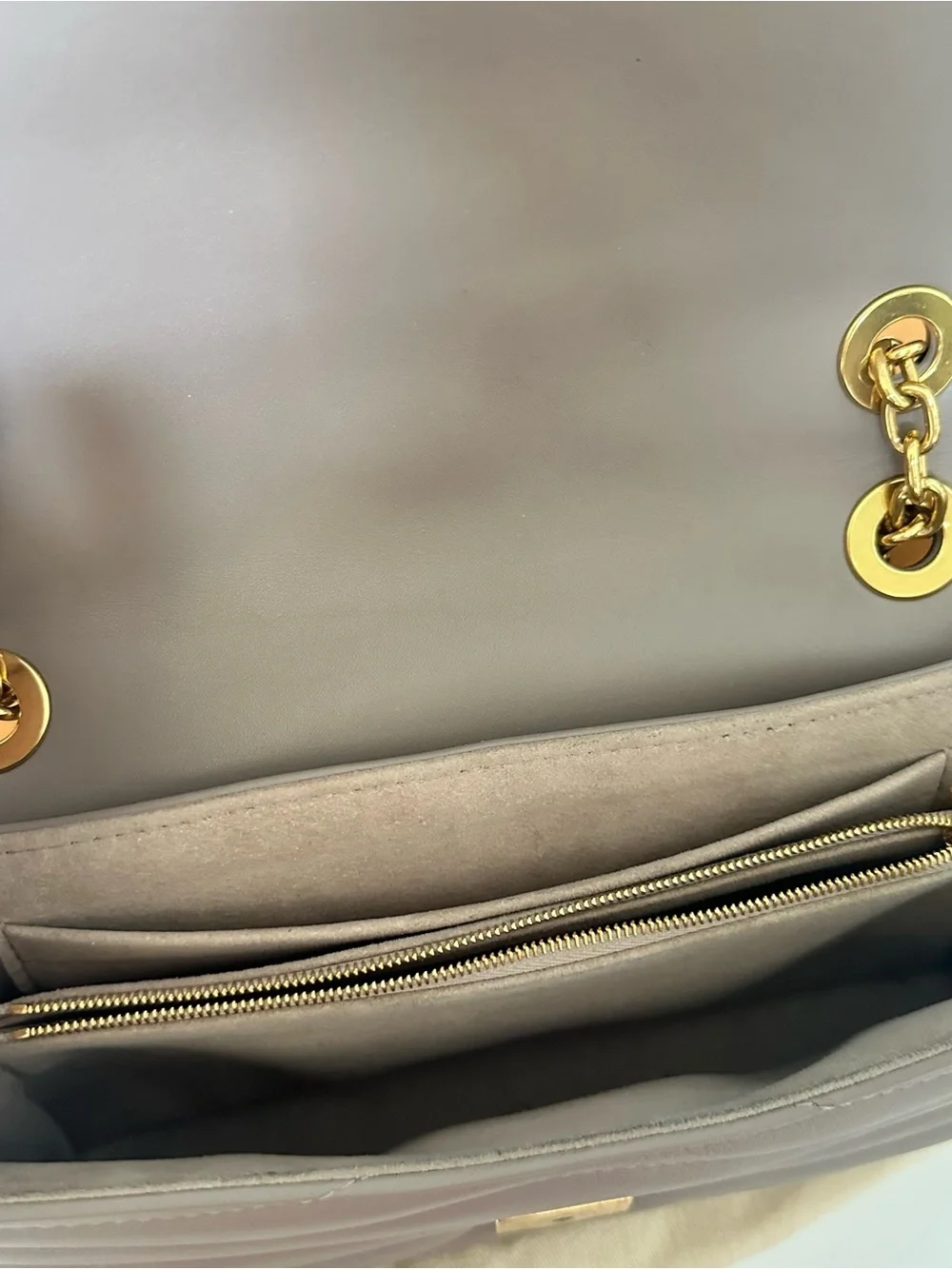 Louis Vuitton Taupe Quilted Shoulder Bag with Gold Hardware